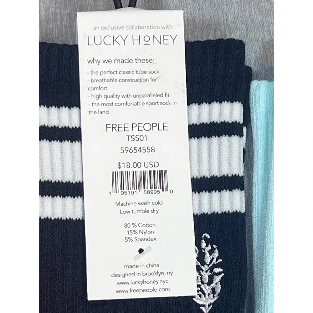 Free People FP Movement Lucky Honey Tube Socks Bundle 4 Pairs Mint Black Orange